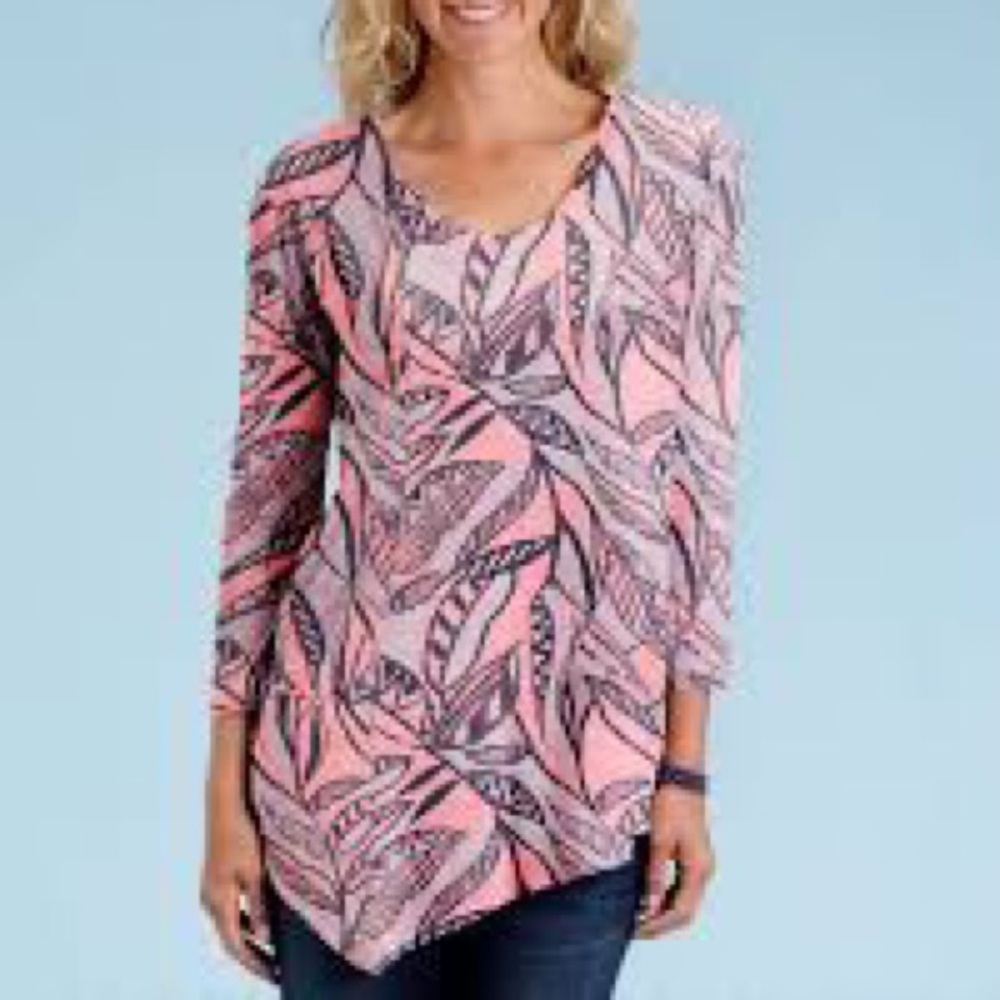 Fresh Produce Ella Tunic Pink Palm Leaves